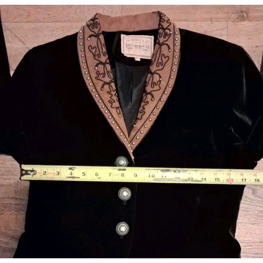 Double D Ranch Black Velvet Studded Blazer Jacket Medium - Picture 6 of 8